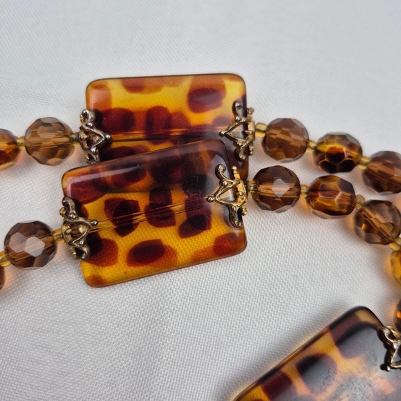 Joan Rivers Tortoise Lucite Bead Necklace 39" Long Gold Tone Statement Signed - Picture 2 of 12
